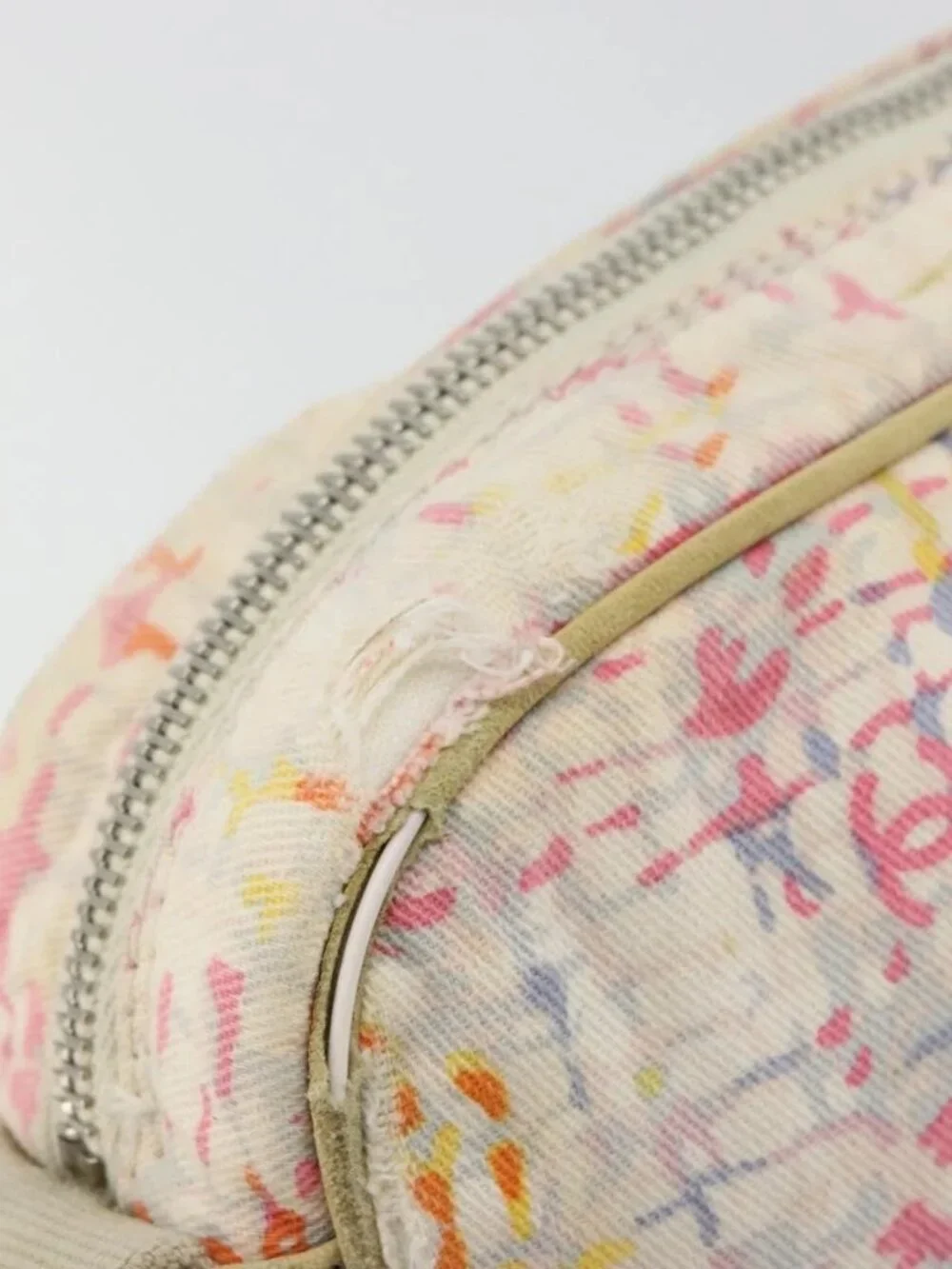 CHANEL Shoulder Bag Canvas Pink Beige Silver CC Auth BD1533